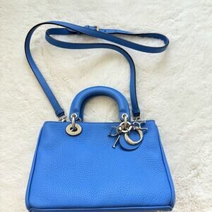 Christian Dior mini electric blue grained calf leather small Bag Authentic